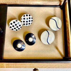 Retro Polka Dot and‎ Pearl Earring Set